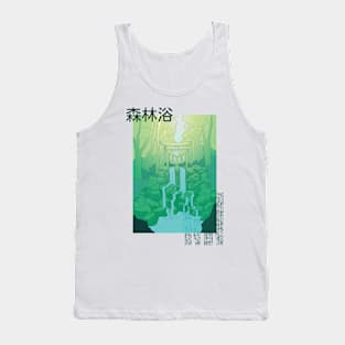 Mystic Forest Anime a Japanese Forest Filled with Trees a Shrine and a Waterfall Forest Tank Top